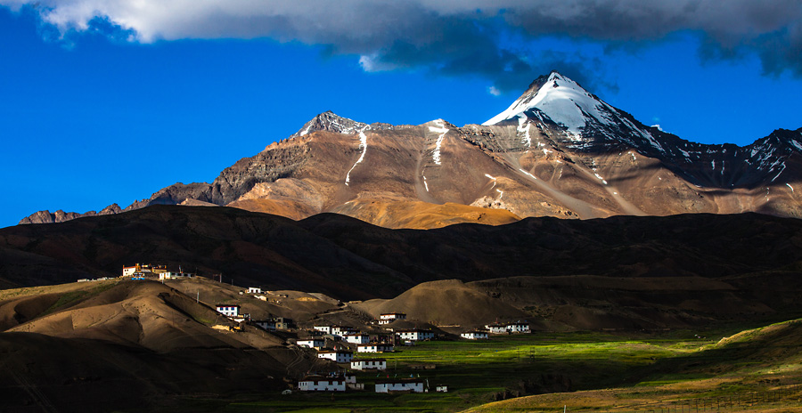 High-altitude landscape with winter snow.